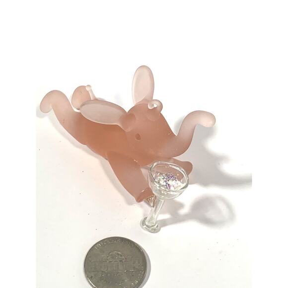 1 Silvestri ornament pink elephant frosted glass champagne mini - Picture 2 of 5